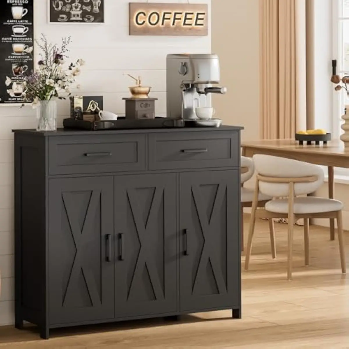 Coffee & Tea Haus - Coffee Bar Storage Cabinet with Drawers,