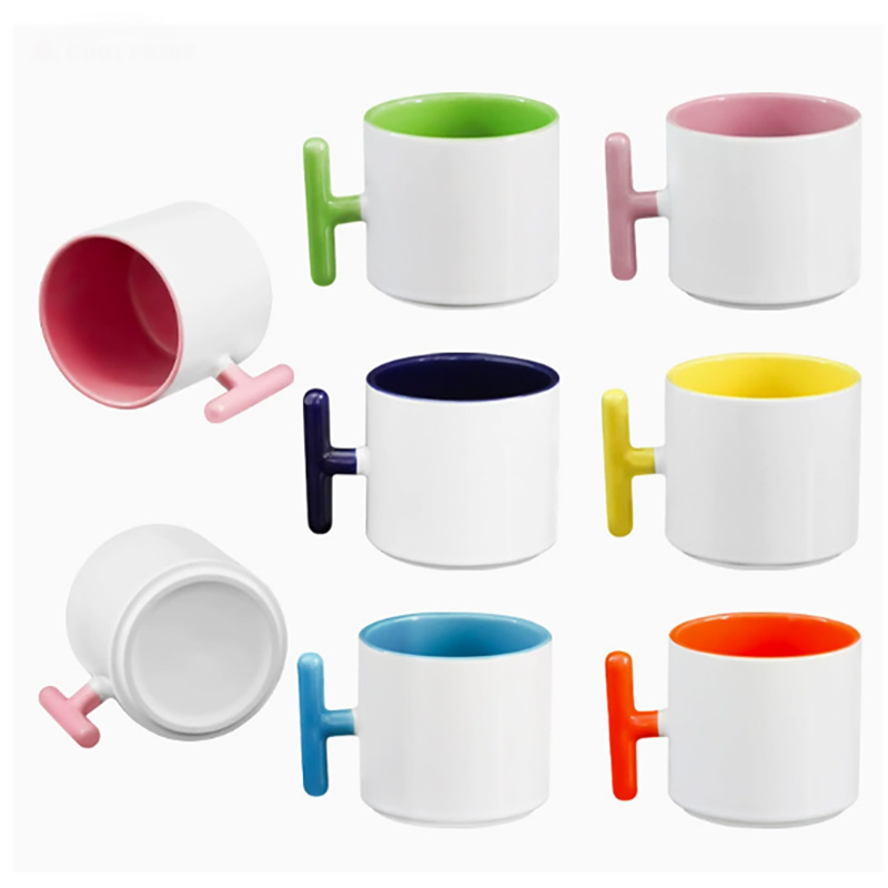 Coffee Tea Picture - 2PCS Creativity T-shaped handle ceramic mug