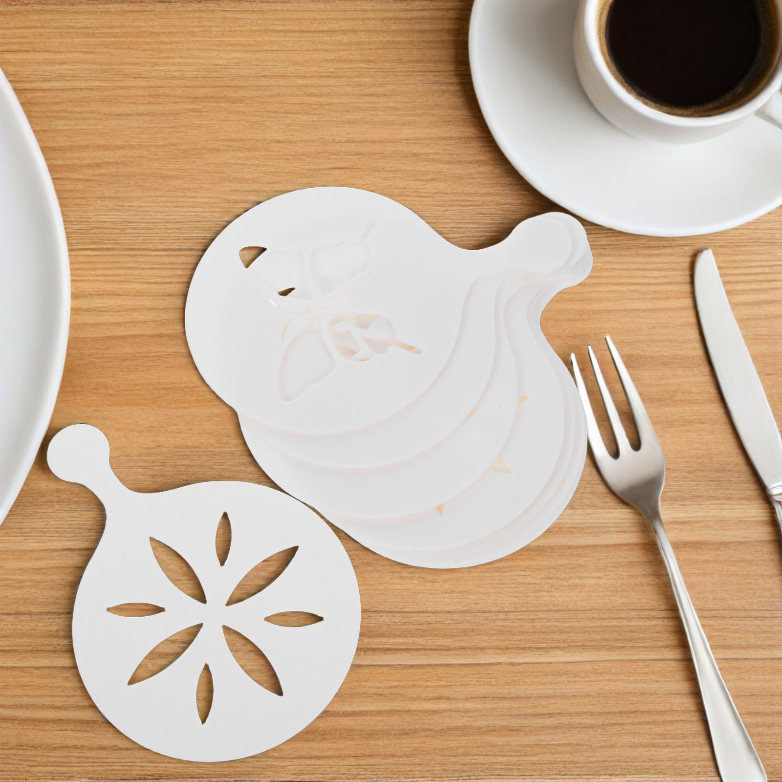 8Pcs Premium Latte Stencils Co - огляд і ціна Coffee Stencil Art