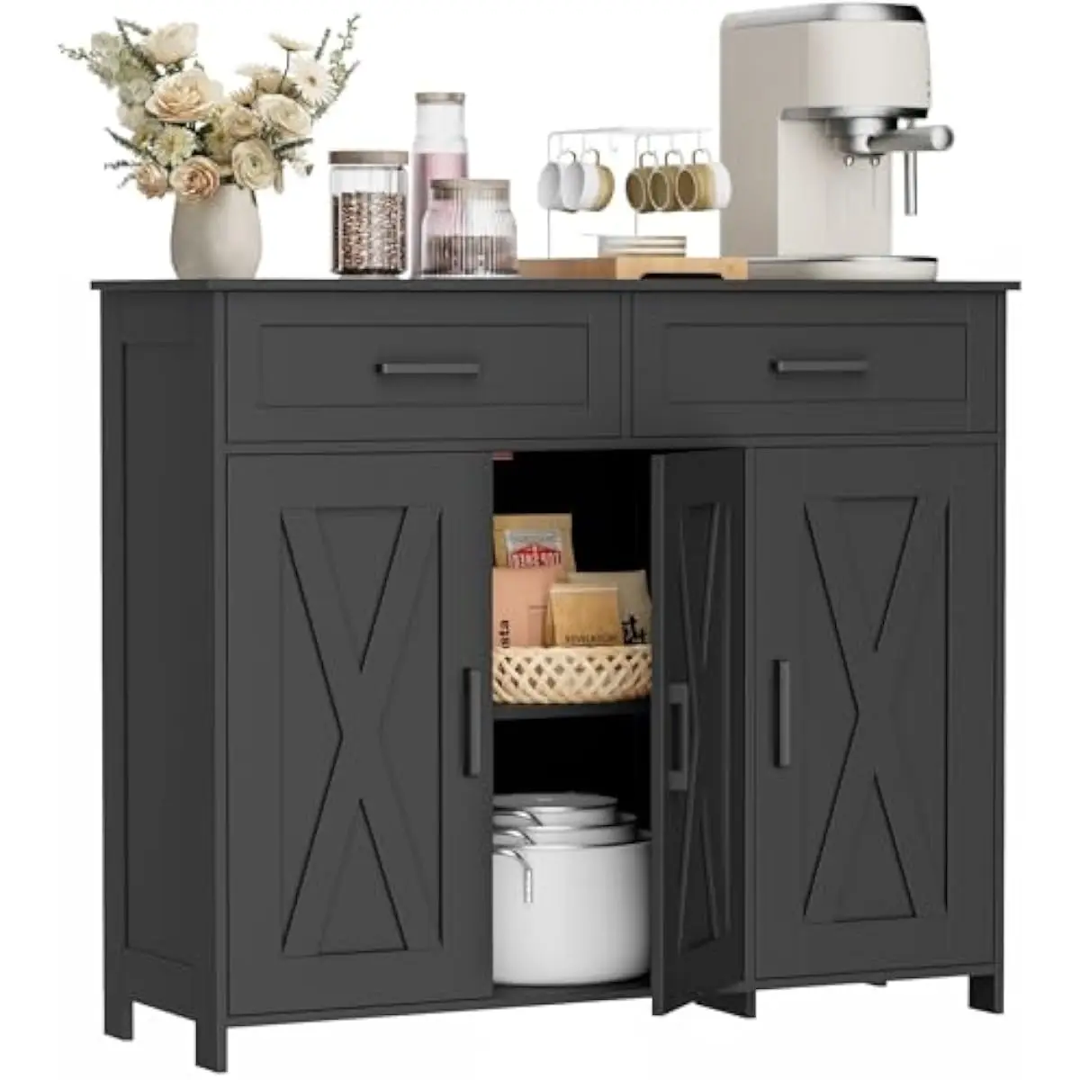 Coffee Bar Storage Cabinet wit - огляд і ціна Coffee & Tea Haus
