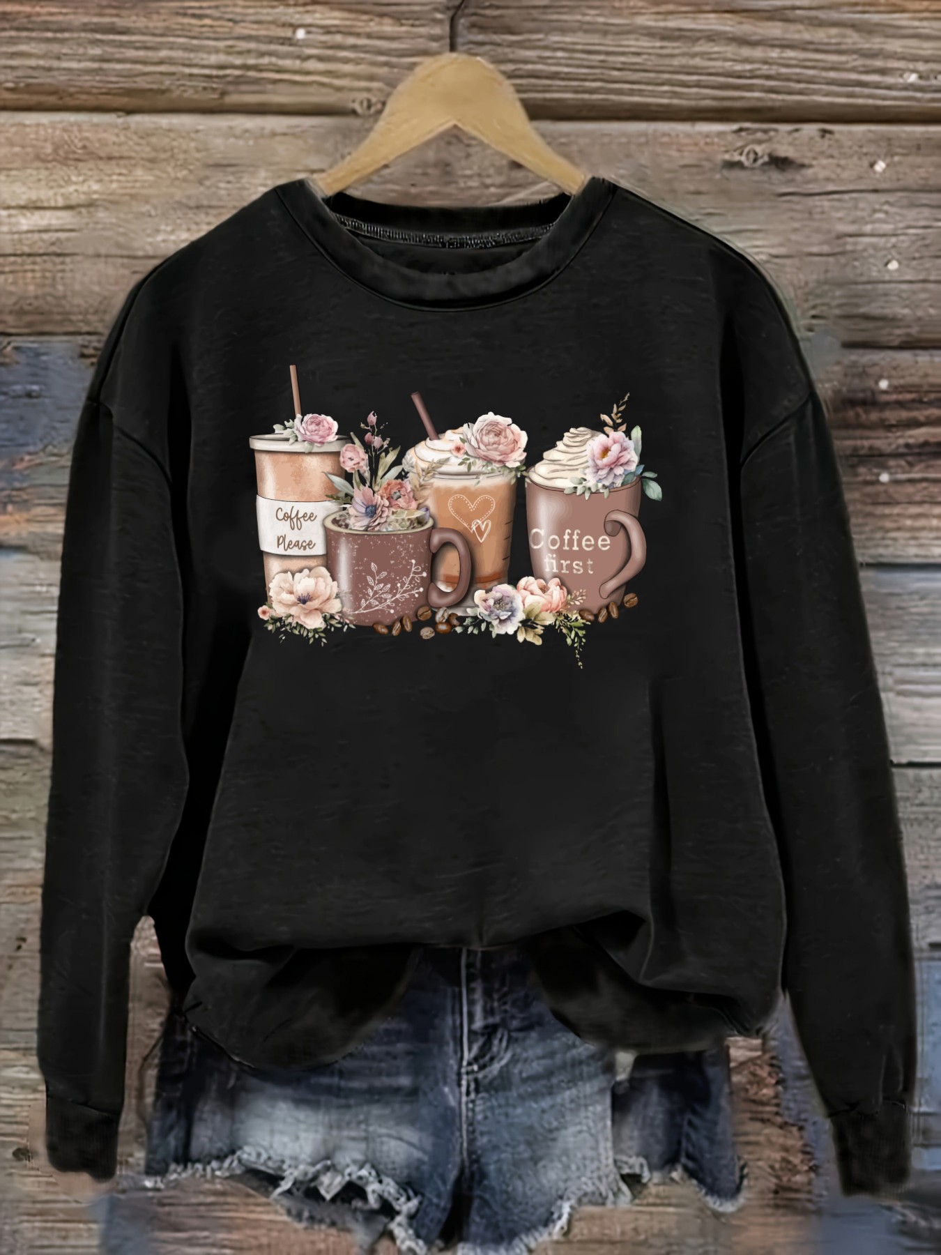 Women's Casual Long Sleeve Cre - огляд і ціна Coffee & Tea Haus