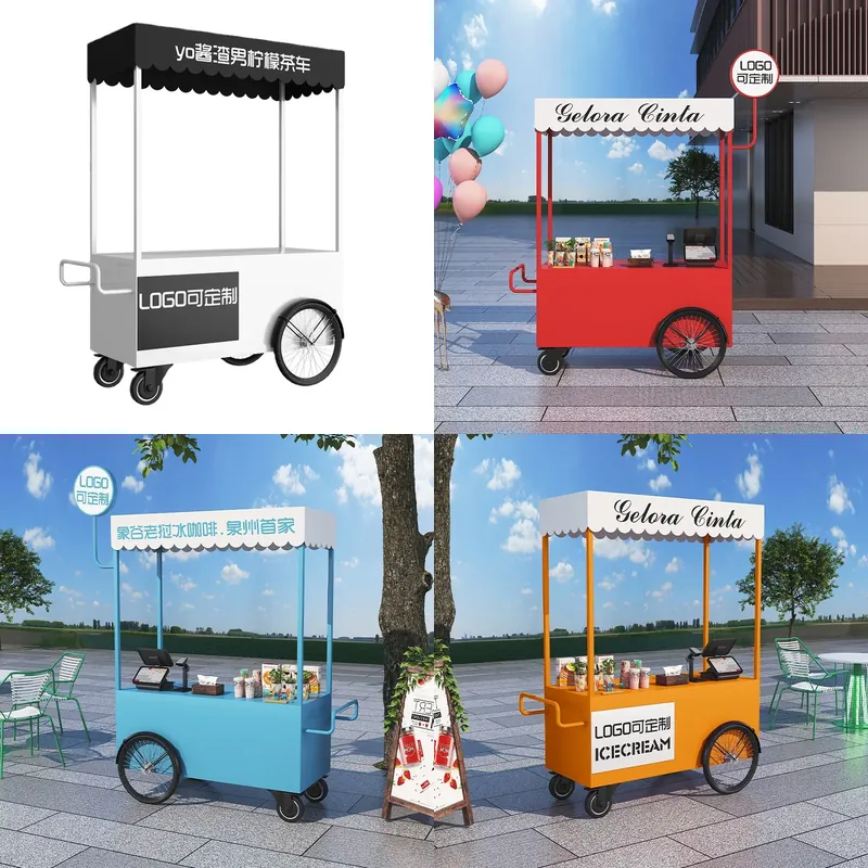 Mobile Food Cart Snack Trolley - огляд і ціна Coffee Tea Vendor